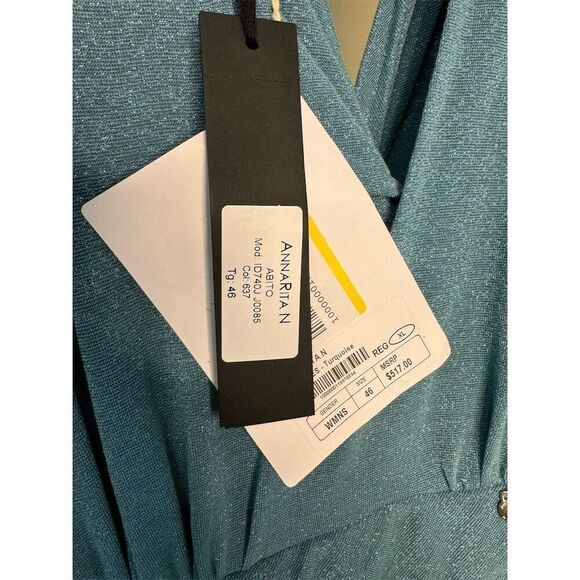 Annarita N NWT Women's V-Neck Sleeveless Maxi Dress in Teal Size IT 46/US 10 - Picture 3 of 8